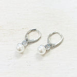Fashion CZ and Pearl Dangle Earrings