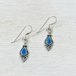 Sterling Silver Created Blue Opal Earrings