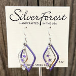 Silver Forest Purple Stars and Diamond Shape Earrings