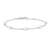 Silver Pearl Station Bracelet