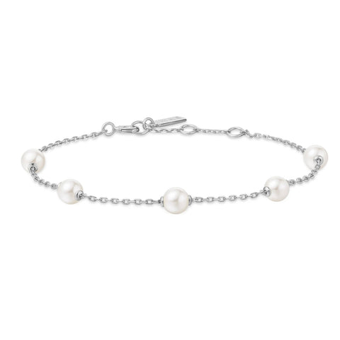 Silver Pearl Station Bracelet