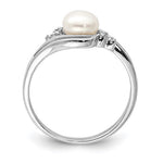 Sterling Silver Freshwater Pearl and Diamond Ring