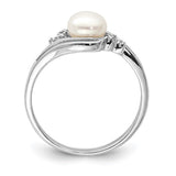 Sterling Silver Freshwater Pearl and Diamond Ring