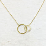 Sterling Silver Gold Plated Interlocking Circles Necklace