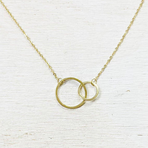 Sterling Silver Gold Plated Interlocking Circles Necklace