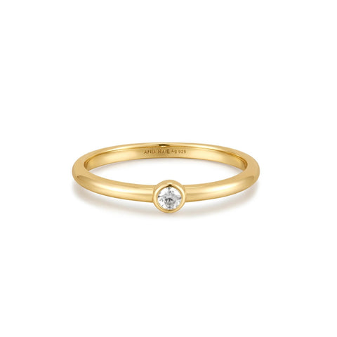 Gold Half Round CZ Ring- Size 7