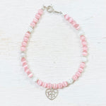 Sterling Silver Children’s Pink Beaded Heart Bracelet