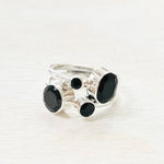 Sterling Silver Black Multi Stone Ring