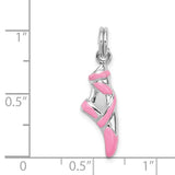 Sterling Silver Pink Enamel Ballet Slipper Necklace