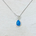 Sterling Silver Created Blue Opal Necklace