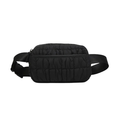 Chrissy Black Quilted Puffy Belt Bag