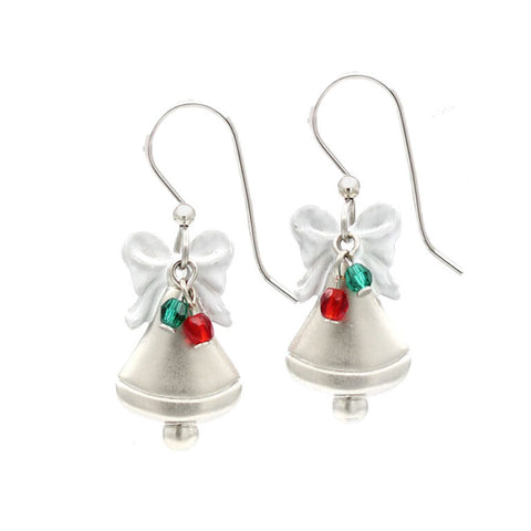 Silver Forest Christmas Bell Earrings