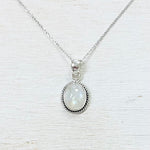Sterling Silver Round Rainbow Moonstone Necklace