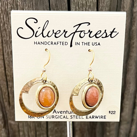 Silver Forest Oval Aventurine Earrings