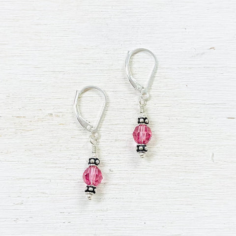 Sterling Silver October Crystal Dangle Earrings