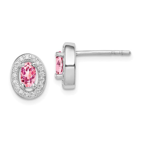 Sterling Silver Oval October Studs w/ CZ’s