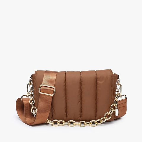 Lala Chocolate Quilted Chain Crossbody