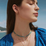 Gold Mint Green Huggie Hoop Earrings