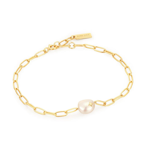 Gold Pearl Sparkle Chunky Chain Bracelet