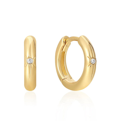 Gold Star Huggie Hoops