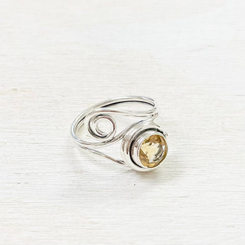 Sterling Silver Citrine Ring- Size 8