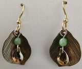 Silver Forest Leaf & Bead Earrings