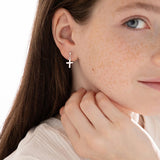 Sterling Silver Childs Dangle Cross Earrings