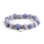 Kids Clay Bead Bracelet - Light Purple and White Floral