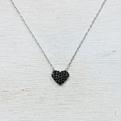 Sterling Silver Black Heart Necklace