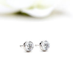 Sterling Silver CZ Bezel Set Stud Earrings