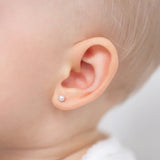 Sterling Silver Baby Pearl Stud Earrings- 3mm