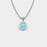 Small St. Christopher Surf Necklace, Aqua/White