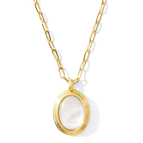 Plated Oval Pendant Necklace (Goldtone or Silvertone Available)