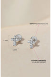 Sterling Silver CZ Cross Stud Earrings