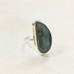 Sterling Silver Half Round Labradorite Ring- Size 7