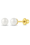 Sterling Silver Gold Plated Pearl Stud Earrings-3mm