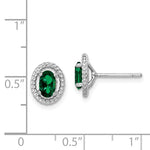 Sterling Silver Created Emerald Halo Stud