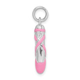Sterling Silver Pink Enamel Ballet Slipper Necklace