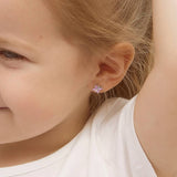 Sterling Silver Child In Season Pink Butterfly Earrings
