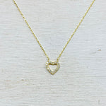 Sterling Silver Gold Plated CZ Open Heart Necklace