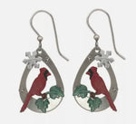 Silver Forest Christmas Cardinal Earrings