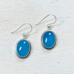 Sterling Silver Oval Blue Chalcedony Earrings