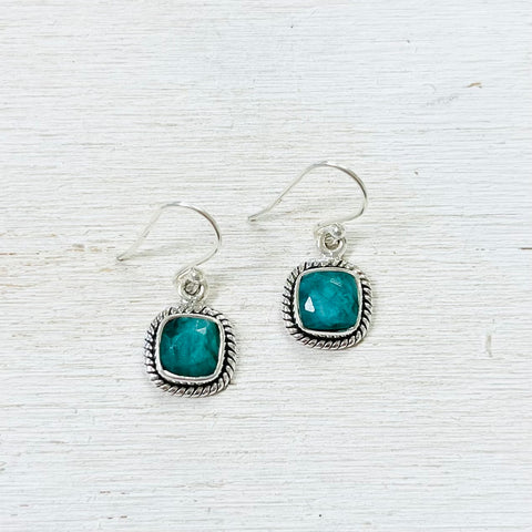 Sterling Silver Emerald Dangle Earrings