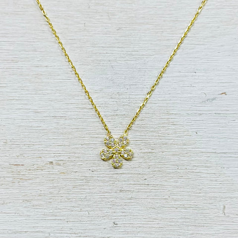 Sterling Silver Gold Plated Flower Necklace