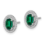 Sterling Silver Created Emerald Halo Stud