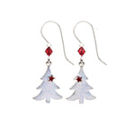 Silver Forest White Christmas Tree Earrings