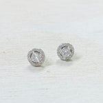 Sterling Silver CZ Round Halo Studs