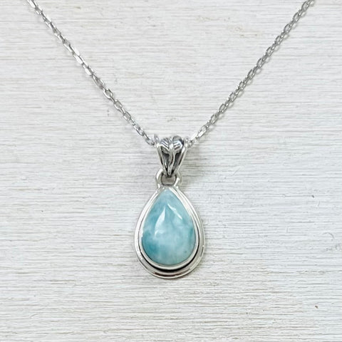 Sterling Silver Teardrop Larimar Necklace