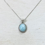 Sterling Silver Rimmed Larimar Necklace