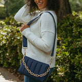 Lala Gunmetal Quilted Chain Crossbody